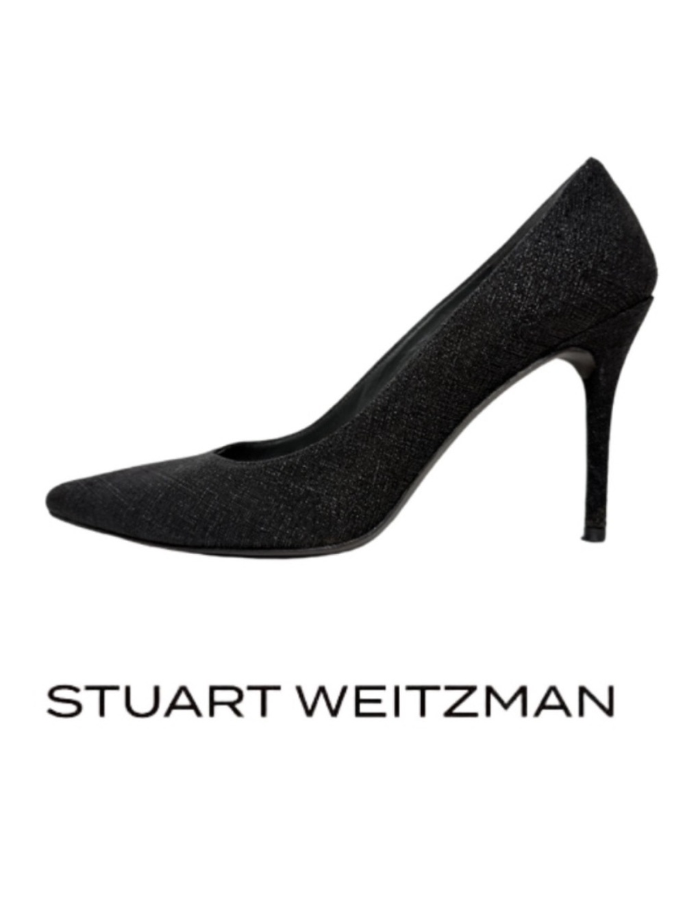 STUART WEITZMAN | Black Textured Leather Stiletto Pumps Heels Formal Evening